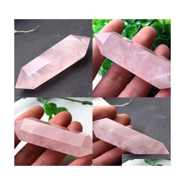 Arts et artisanat 22,5 pouces en gros 100 points de quartz point de cristal rose naturel Reiki Cure de guérison Chakra Spirit Energy Stones 466 D Dhp8G