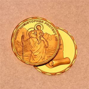 Kunst en ambachten 24K GOUD GOLDERDE SAINT CHRISTOPHER BESCHERM US COIN TOKEN MEDAL