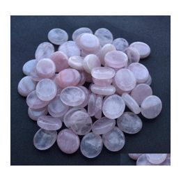 Artes y manualidades 25X2M Oval Preocupación Piedra Pulgar Piedra preciosa Cuarzo rosa natural Curación Cristal Terapia Reiki Tratamiento Minerales espirituales Dhwin