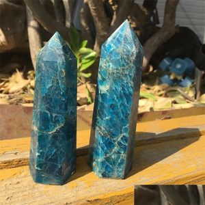 Arts et artisanat 2 pièces baguette de cristal d'apatite bleue naturelle pierre point unique pour la guérison T200117 livraison directe maison jardin Dh16T