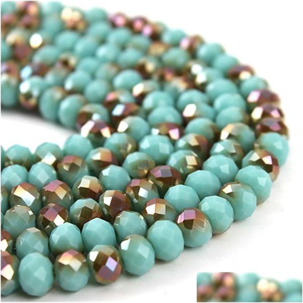 Arts et artisanat 2Strand / Pack 4 6 mm en verre bleu cristal tchèque perles d'espaceur à facettes lâches Rondelles Perle pour collier de bracelet Jewelr DHS4W