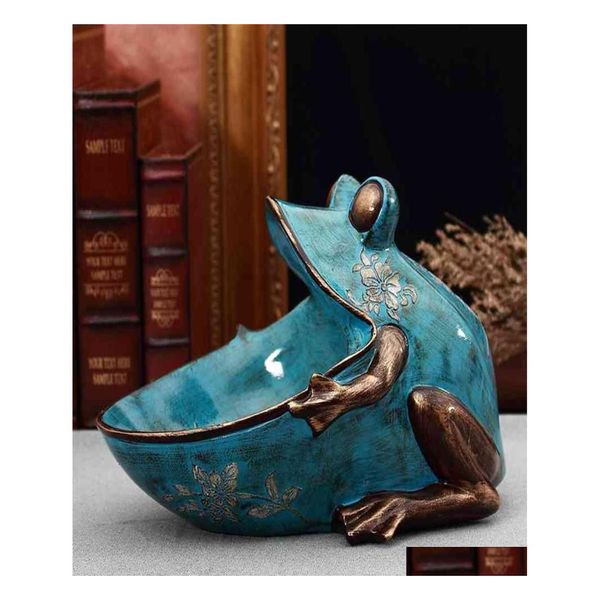 Arts et artisanat 3D Frogstatueaccessoires de décoration de la maisoncpturedesk Decorstorage Boxtable Figurine Miniaturefête de mariage décorative A Dhxvs