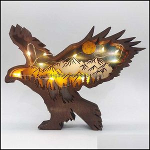 Kunst en ambachten 3D laser gesneden vogel adelaar ambacht hout materiaal home decor cadeau kunst ambachten bos dier tafel decoratie beelden dhj5d
