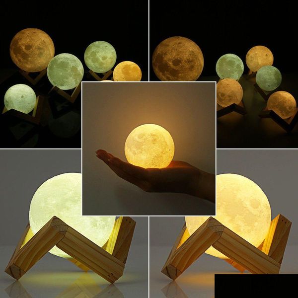 Arts et artisanat 3D lampe de lune magique LED Luna veilleuse bureau USB charge contrôle tactile cadeau livraison directe maison jardin cadeaux Otkrw