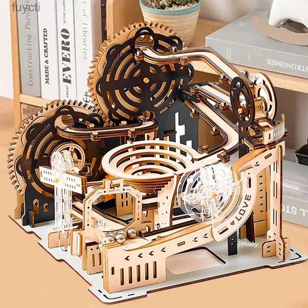 Arts et artisanat 3D Puzzle en bois Marble Run Set DIY Assembler des kits de construction de modèles mécaniques STEAM Jouets éducatifs pour adultes enfants Cadeaux d'anniversaire YQ240119