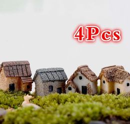 Arts et artisanat 4 pièces maison Miniature Figurine fée jardin accessoire décoration de la maison dessin animé Animal bâtiment Statue résine artisanat poupée voiture 231017