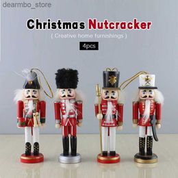 Kunst en ambachten 4 stks/set 13 cm notenkraker soldaat poppenpop houten handwerk mini notenkraker pop hanger kerstboomdecoratie home ornament l49