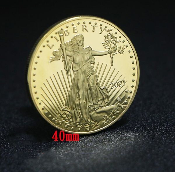 Artes y manualidades 5 piezas Insignia de águila Dom no magnética chapada en oro 32,6 mm Estatua conmemorativa Libertad Decoración coleccionable Moneda Dhabh