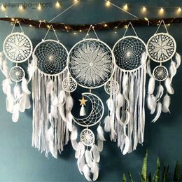 Arts et artisanat 5pcs / set Catchers de rêve Boho décoration de la maison Macrame Catchers de rêve Wall Hanins Moon Ramadan Baby Nordic Room Kids Nursery Ornement L49