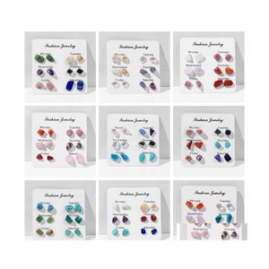 Kunst en ambachten 6 paar/set dames oorbellen irregar mini natuurlijke chip stone stud voor vrouwen meisje week thema bruiloft mode sieraden d dhduc