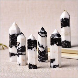 Kunsten en ambachten 67Cm Natuursteen Crystal Point Tower Healing Obelisk Zebra Quartz Wand Beautif Ornament voor thuis Decora Drop Deliv Dhjrf