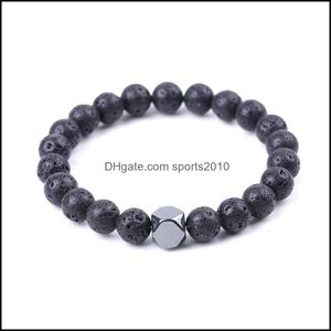 Kunst en ambachten 8 mm lava stenen hematiet kraal streng streng armband DIY Essentiële oliediffuser vriend koppels armbanden voor dames sport2010 dh0lz