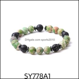 Arts et artisanat 8 mm vert mat perles de pierre impériale hématite brin de lave bracelets pour femmes hommes yoga bouddha énergie sports2010 Dhukh