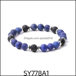 Arts et artisanat 8 mm mat lapis lazi pierre perles hématite lave brin bracelets pour femmes hommes yoga bouddha énergie bijoux sp sports2010 dhzfy