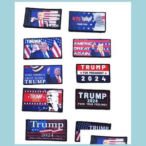 Arts Et Artisanat 9X5Cm Donald Trump 2024 Broderies Art Badge Emblème Brassards Tactiques Vêtements Accessoires Drop Delivery Home Garden Dhqed