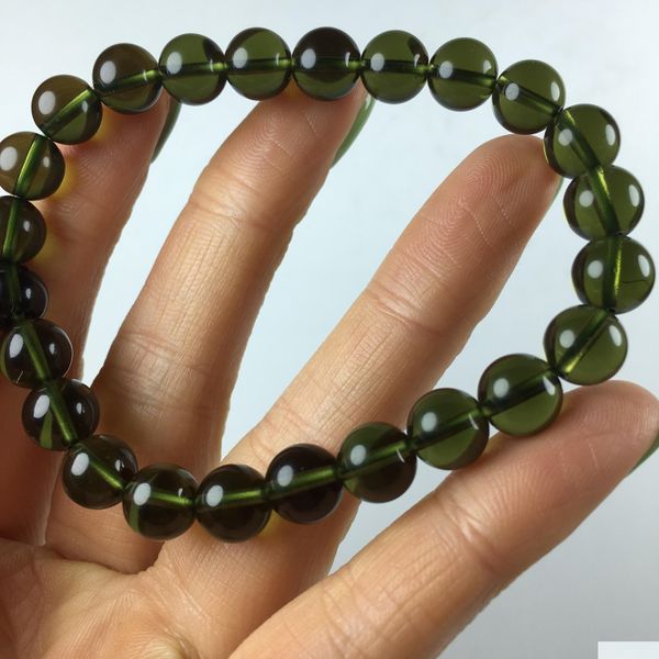 Arts et artisanat Aand100% Moldavite Green Aerolites Tchèque Crystal Stone Gringing 8 mm Bracet Bracelet Drop Livraison 2021 Home G DH70H