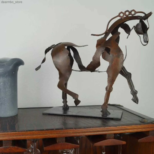 Artes y manualidades Art Metal Horse Statue Decor 100% Handmade Modern Horse Handraft Metal Statue Decorations Ift Desk Decor L49