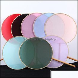 Arts et artisanat Arts et artisanat Cadeaux Maison Jardin Dernier uni Colorf Transparent Soie Fan Femmes Diy Rond Blanc Éventails À Main Hêtre Woo Dhpaf