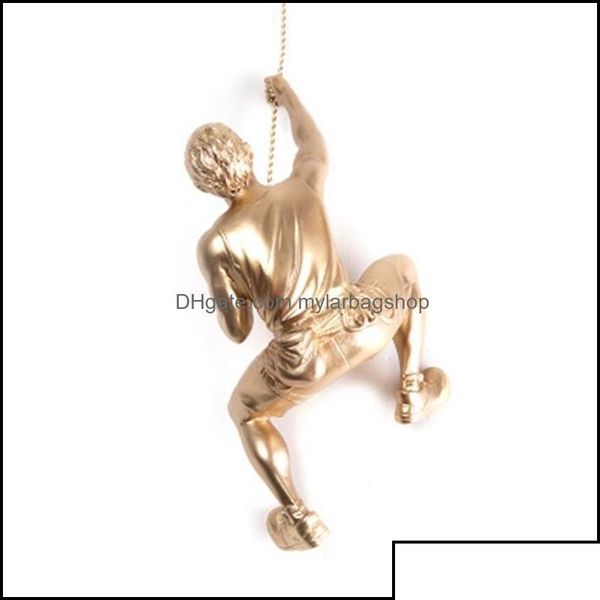 Arts et artisanat Arts et artisanat Cadeaux Maison Jardin Mur Art Suspendu Résine Escalade Homme Mont Pendentif Style Industriel Fil De Fer Décor Dh5Za