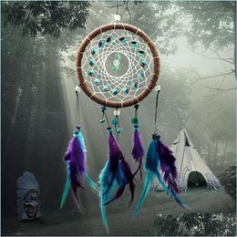 Kunst en ambacht Kunst en ambacht Hele antieke imitatie betoverde bos Dreamcatcher cadeau handgemaakte dromenvanger net met Fe260j