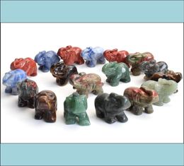 Arts et artisanat Cadeaux d'arts jardin de maison 15 pouces de petite taille d'éléphant statue chakra notamment en pierre sculptée en cristal reiki guérison ani1182662