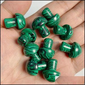 Arts Et Artisanat Arts Cadeaux Maison Jardin 20Mm Mini Malachite Pierre Champignon Plante Statue Pierres Ornement Sculpture Decora Dhdxt