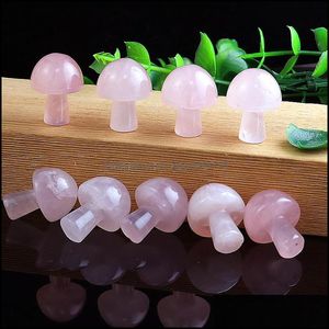 Kunst- en ambachten kunstgeschenken huizentuin 20 mm roze kwarts mini champignon planten standbeeld natuursteen snijwerk decoratie c dhx4g