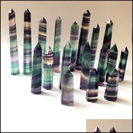 Arts and Crafts Arts Gifts Home Garden Natural Colorf Fluoriet Quartz Tower Crystal Point Chakra Reiki Obelisk Wand Genezing 15 Maten Drop