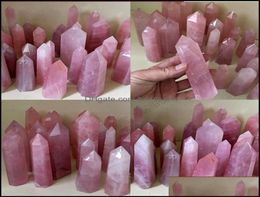 Artes y manualidades Regalos artísticos Hogar Jardín Torre de cristal de cuarzo rosa natural Mineral Chakra Curación Wandsreiki Piedra energética de seis lados 2844328