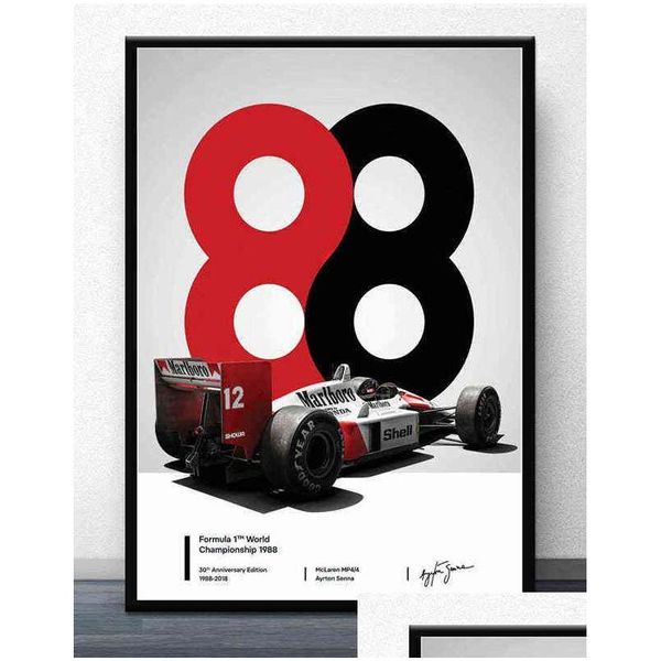 Arts et artisanat Ayrton Senna F1 Forma McLaren Champion du monde Racing Car Affiches Impressions Wall Art Canvas Picture Picture pour Living Roo Dhml4