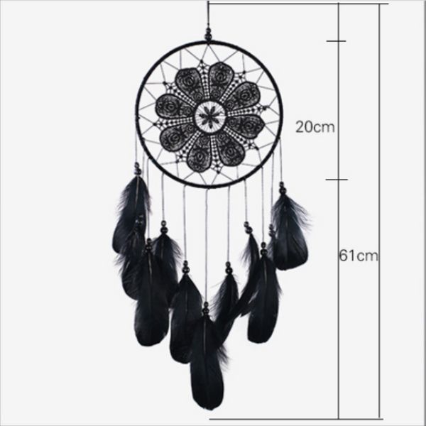 Arts et artisanat Black Dreamcatcher Carillons à vent faits à la main Chambre DIY Suspendu Pendentif Plume Perle Dream Catcher Accueil Mur Art Tentures 1380 T2