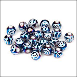 Arts et artisanat Constellation de verre bleu Perle en plastique Entretoise en vrac Perles rondes de 10 mm Le charme du zodiaque pour les bijoux Maki Sports2010 Dhfix