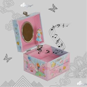 Cajas de artes y manualidades Caja de música giratoria para niña Joyería musical con espejo Der Bailarina de madera Regalo de cumpleaños de Navidad para niñas Dro Dhaii