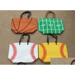 Artes y artesanías Bolsa de lona Béisbol Tote Bolsas deportivas Casual Softbol Fútbol Fútbol Baloncesto Algodón Drop Entrega Home Garden Dhrmw