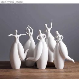 Arts et artisanat en céramique dancin irl statue blanc abstract ballet mouvement danse fat woman céramique artisanat ornements de maison décoration de maison l49