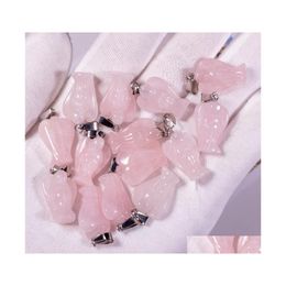 Arts et artisanat Chakra Pierre Naturelle Charme Quartz Rose Cristal Ange Pendentifs Chakras Gem Fit Boucles D'oreilles Collier Faire Assortiment Spor Dhhtc