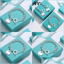 Kunsten en Ambachten Charm Armbanden Naald Gesp Waterdruppel Emaille Hart Armband Fijne Sieraden Voor Vrouwen Zwart Blauw Roze Pseiras Beroemde Dhimd