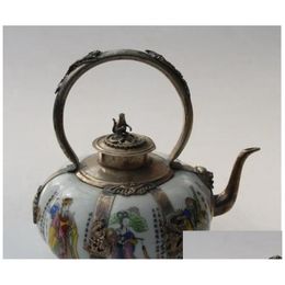 Arts et artisanat Chine Porcelaine faite à la main Bronze Les huit immortels Bouilloire à thé Pot à vin Livraison directe Maison Jardin Dhqxf