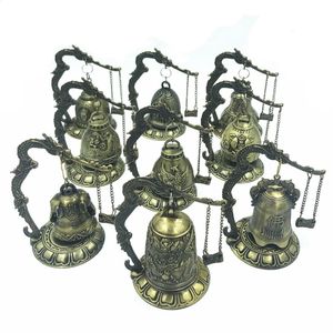 Kunst en Ambacht Chinese Geomantische Artware Antieke Woondecoratie Zinklegering Vintage Stijl Bronzen Slot Draak Gesneden Boeddhistische Bel 231017