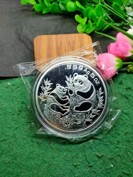 Arts et artisanat chinois Shanghai Mint 5 oz 1993 Année Panda Silver Commémorative Médaillon