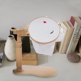 Soporte para aros con marco circular para artes y manualidades, accesorios para principiantes, herramienta de escritorio de madera giratoria de punto de cruz