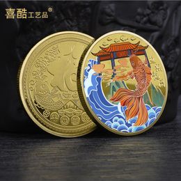 Arts et artisanat Décorations de pièces commémoratives de carpes sautant par-dessus la porte du dragon