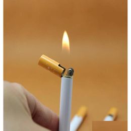 Kunst en ambacht Creatief Mini-aansteker Hervulbaar Butaangas Metaal Sigaretvormig Draagbaar Slijpschijf Buitengereedschap Geen gas69378