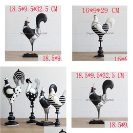 Kunsten En Ambachten Creatieve Hars Kip Standbeeld Vintage Cock Hen Home Decor Tv Kast Kamer Decoratie Tuin Dier Drop Delivery Dhhga