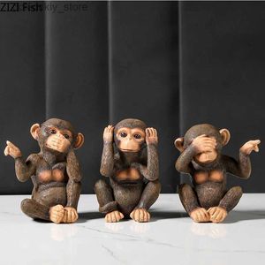 Arts and Crafts Creative Simulation State Animal Statue trois pièces Oranutan Babon Cartoon Animal Ornements Modern Home Decorationl2447