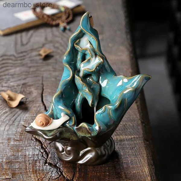 Arts et artisanat Créative Snail Desin Desin Back Encens Burner Lotus Leaf Home Decor Ceramic enceser Purple Clay Herdicrafts Utilisation dans Home Teahouse L49