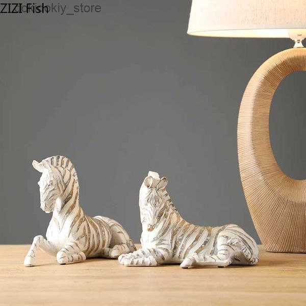 Arts et artisanat Créativité Résine Animal Ornements Simulation Zebra Sittin Zebra Imitation en bois Pluie de la maison Décoration Héricraft Furnishinsl2447