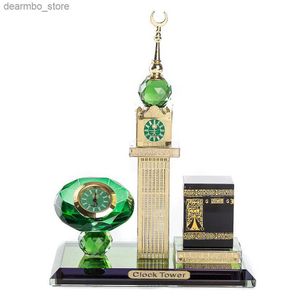 Arts et artisanat Crystal à quatre côtés horloge musulmane kaaba artisanat islamique tour haji arabe arabe décoration intérieure l49