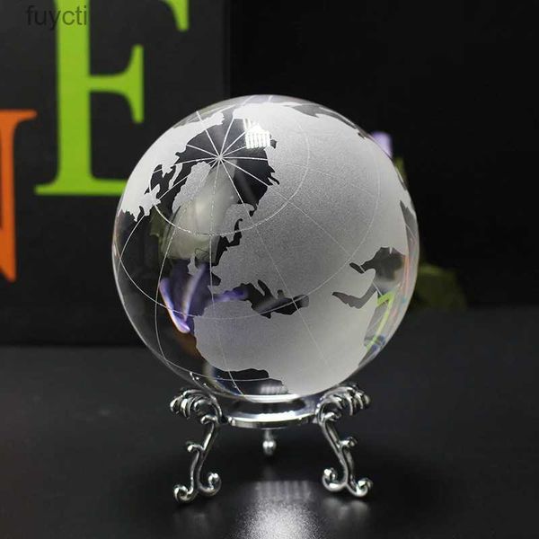 Arts et artisanat boule de carte du monde en cristal Feng Shui, Globe décoratif, décoration de bureau, maison, cadeau artisanal, modèle de terre en verre YQ240119
