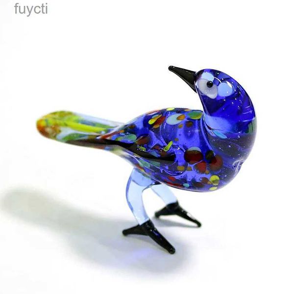 Arts et artisanat personnalisé nouveau design fait à la main en verre de Murano soufflé figurines d'oiseaux bleus colorés mignons mini animaux artisanat ornements pour la décoration de la maison YQ240119